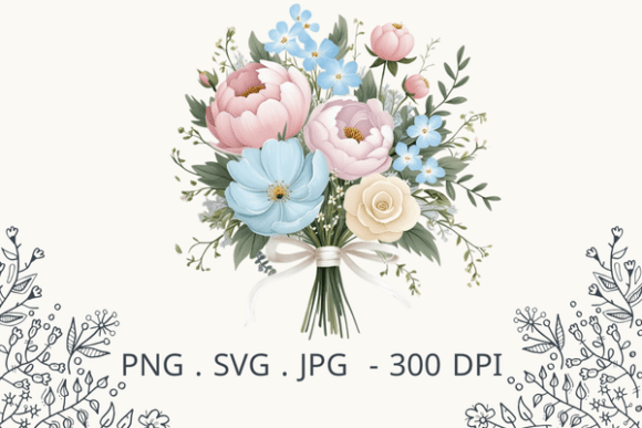 Cute Wedding Bouquet Flowers Clipart