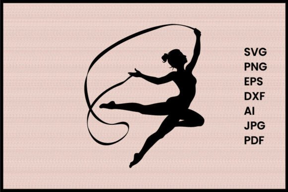 Female Gymnast with Ribbon Silhouette