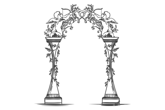 Floral Wedding Arch with Cupid and Heart