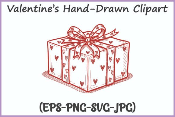 Hand Drawn Valentine's Day Gift Box SVG