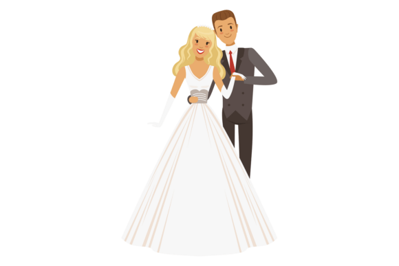 Happy Wedding Couple. Romance Characters