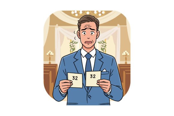 Nervous Man Holding Identical Wedding Ta