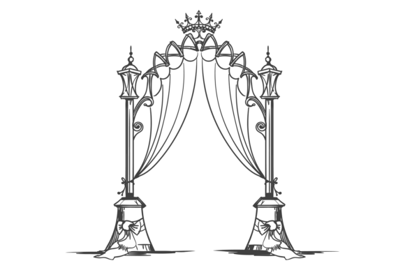 Ornate Wedding Gate Way. Hand Drawn Arch