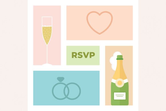 RSVP Wedding Banner Flat Illustration