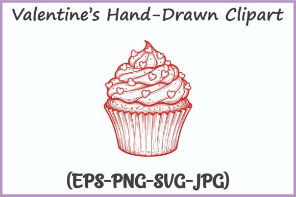 Valentine Hearts Cupcake SVG Clipart PNG