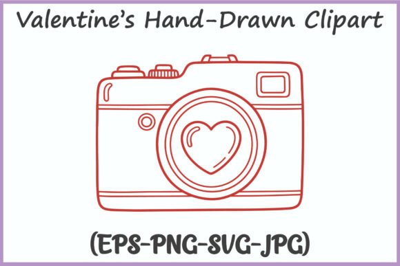 Valentines Doodle Camera Heart Lens SVG