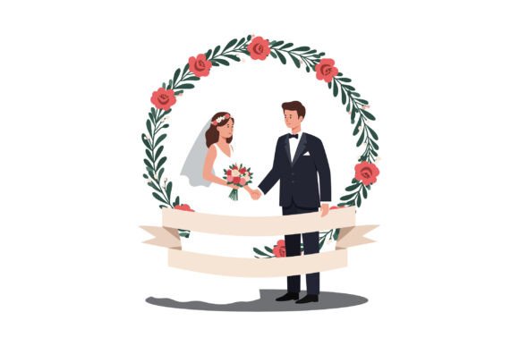Wedding Couple Exchanging Vows in Floral