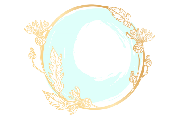 Wedding Golden Frame with Floral Pastel